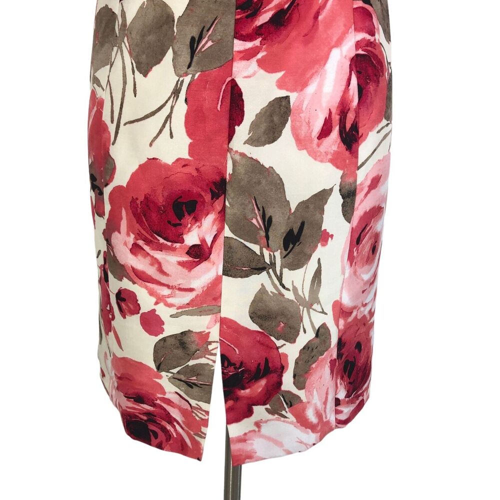 Alex Marie Career Sheath Dress Lined Knee Length Boat Neck Sleeveless 6P Floral - Picture 11 of 11